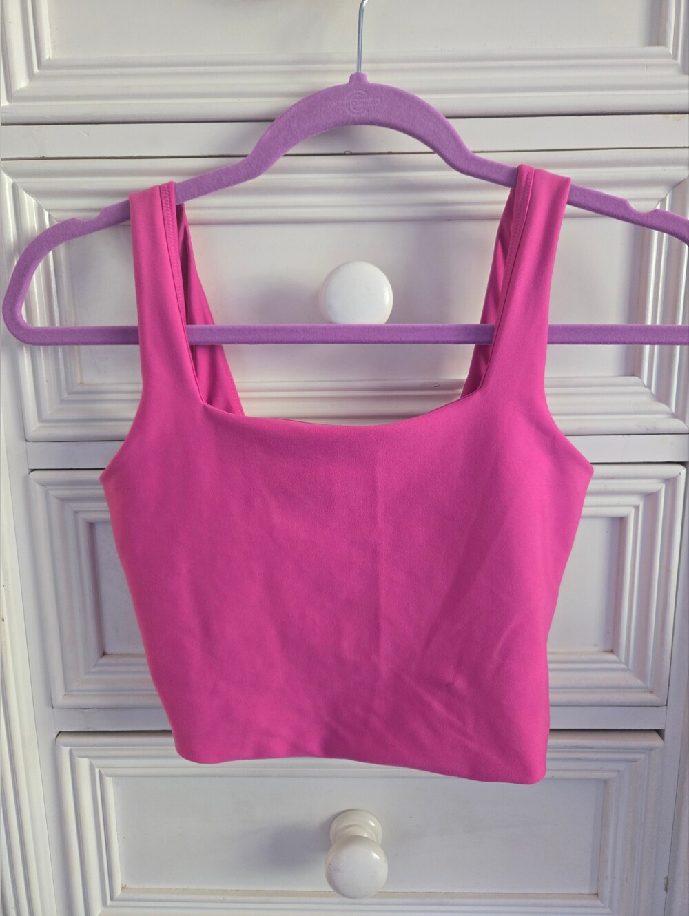 Abercrombie & Fitch YPB SculptLUX Bright Pink Square-Neck Crop Tank Size S